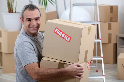 Packed items ready for transport by van