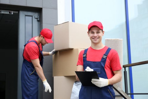 Office furniture and equipment prepared for relocation